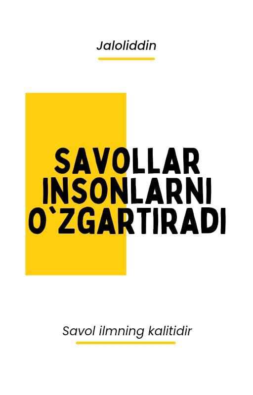 «Savollar insonlarni o'zgartiradi» kitobining muqovasi